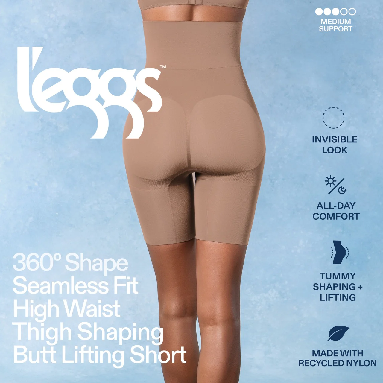 L'eggs- 360 Shape Seamless Fit - High Waist Toner Short - Image 3